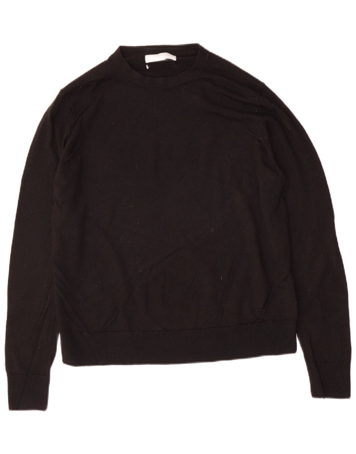 Женский джемпер с круглым вырезом Marks & Spencer, Великобритания, 14, большой, черный, шерстяной