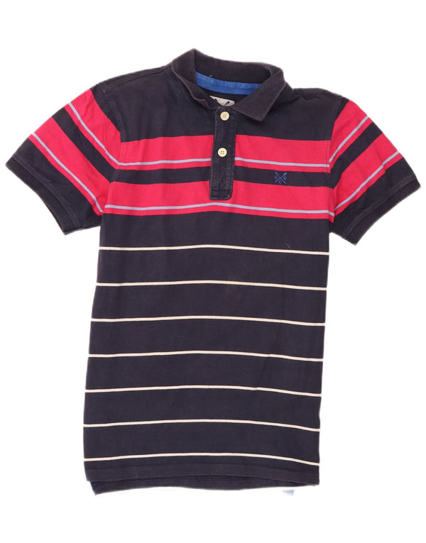Crew Clothing Мужская рубашка-поло среднего размера, темно-синяя, хлопковая с цветными блоками
