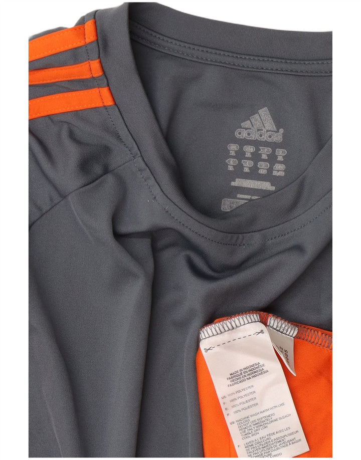 Мужская футболка Adidas Climacool Top XL Серая с цветными блоками из полиэстера