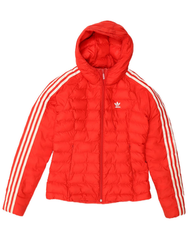 Женская утепленная куртка Adidas с капюшоном UK 8, маленький оранжевый нейлон