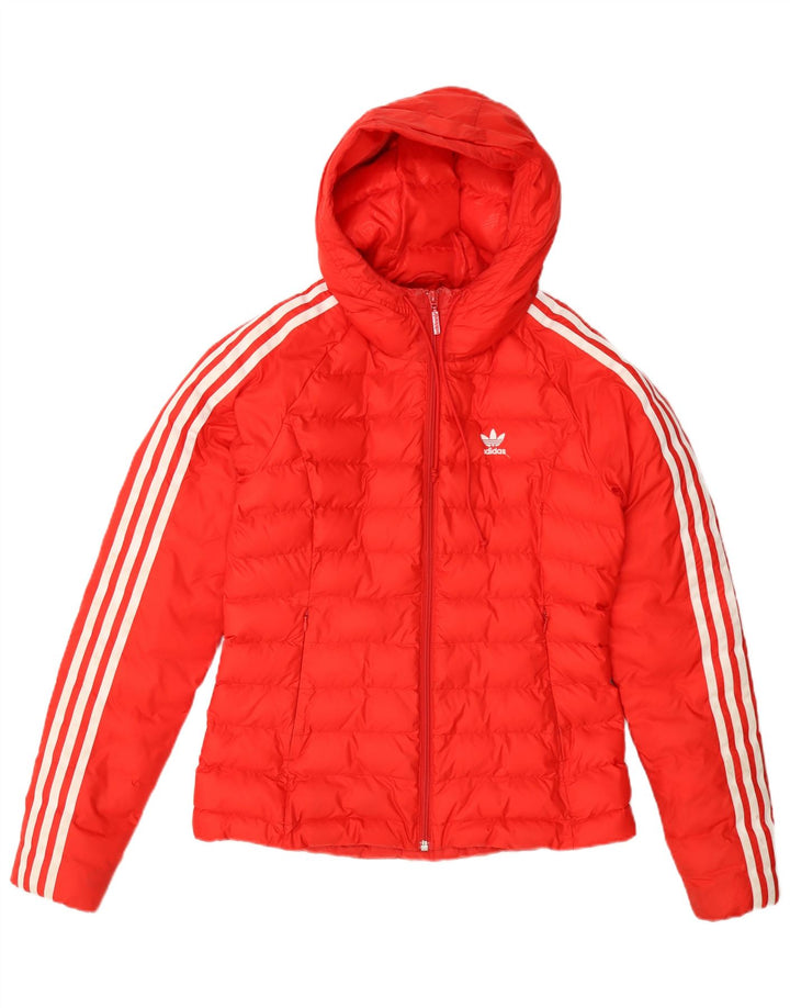 Женская утепленная куртка Adidas с капюшоном UK 8, маленький оранжевый нейлон