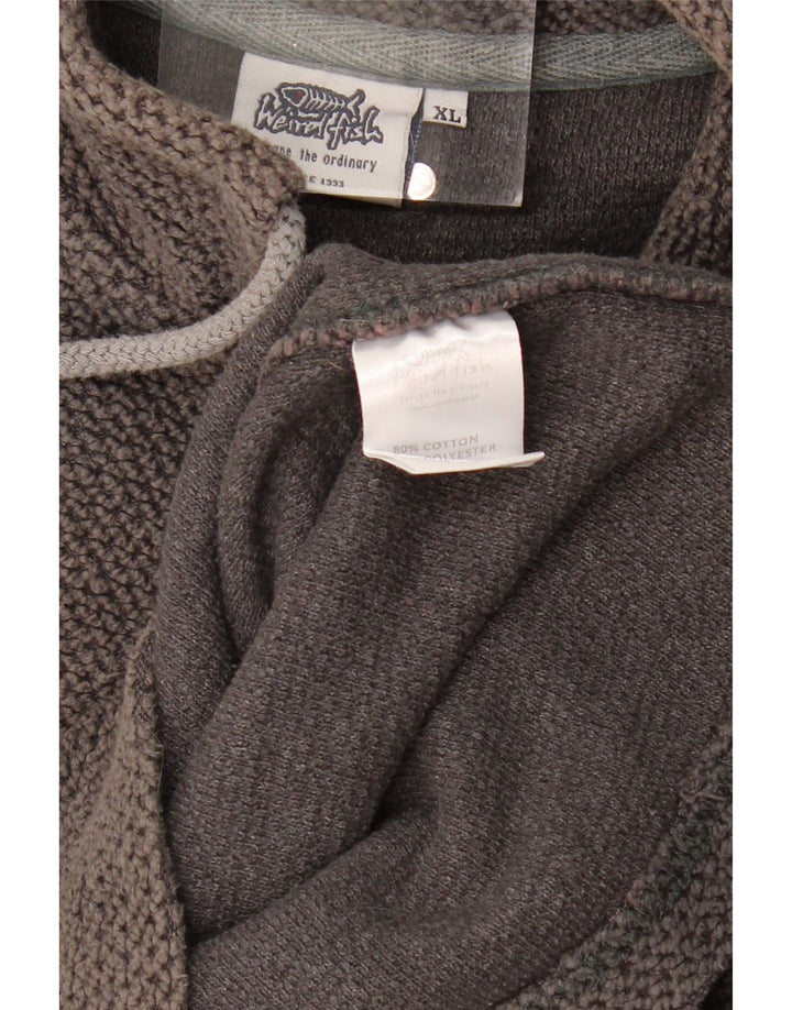 Мужской свитшот с воротником на молнии Weird Fish, джемпер XL, серый хлопок