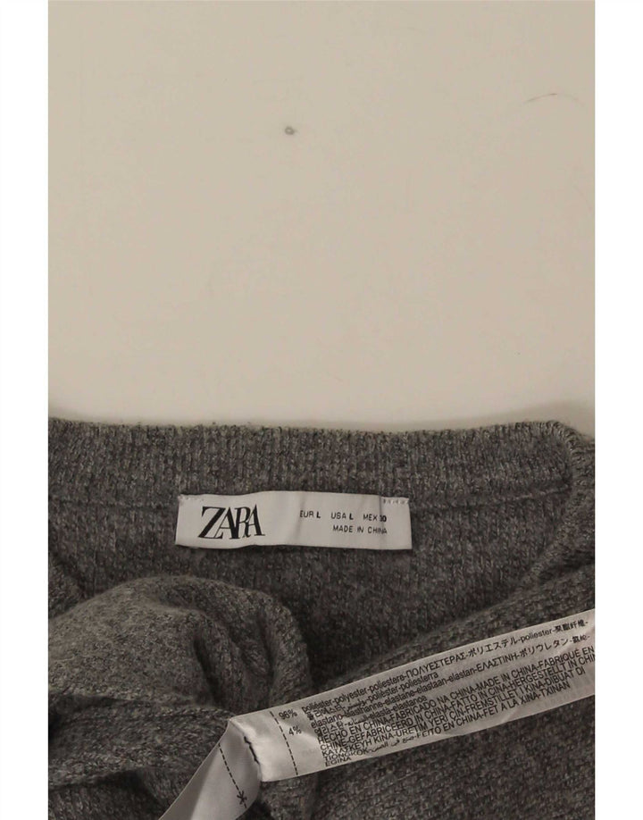 Женский кардиган Zara UK 14, большой серый полиэстер