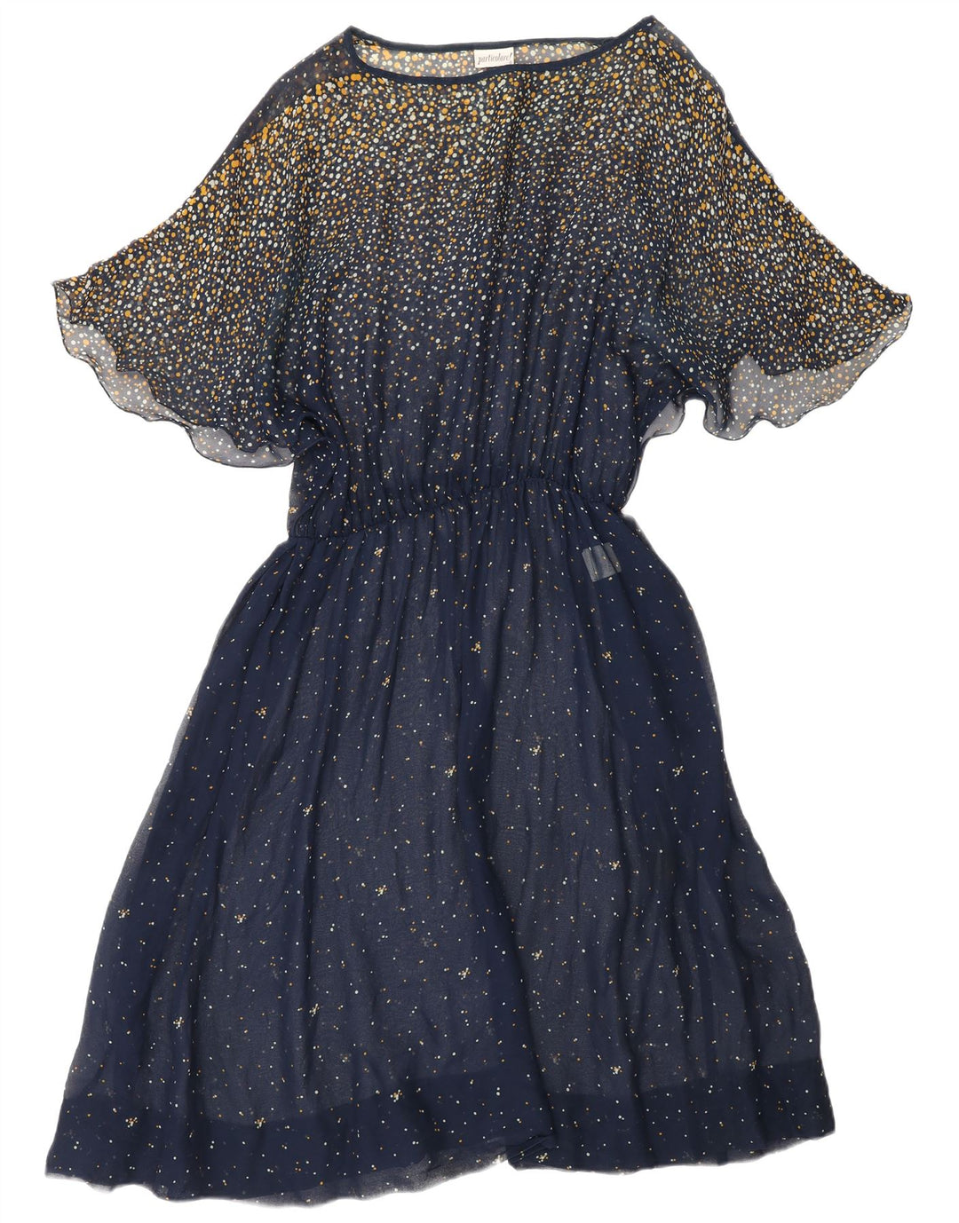 ВИНТАЖНОЕ женское платье макси с крыльями летучей мыши, Великобритания, 18 XL, темно-синее, пятнистое, из ацетата