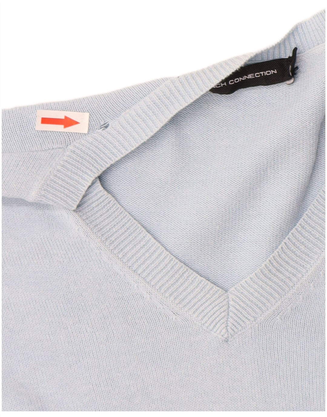 Женский джемпер с v-образным вырезом French Connection, хлопок, средний синий цвет, Великобритания 14