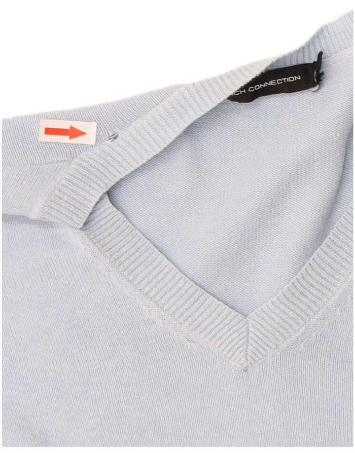 Женский джемпер с v-образным вырезом French Connection, хлопок, средний синий цвет, Великобритания 14