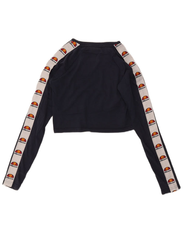 Женский укороченный топ с длинным рукавом Ellesse UK 6 XS, темно-синий, с цветными блоками