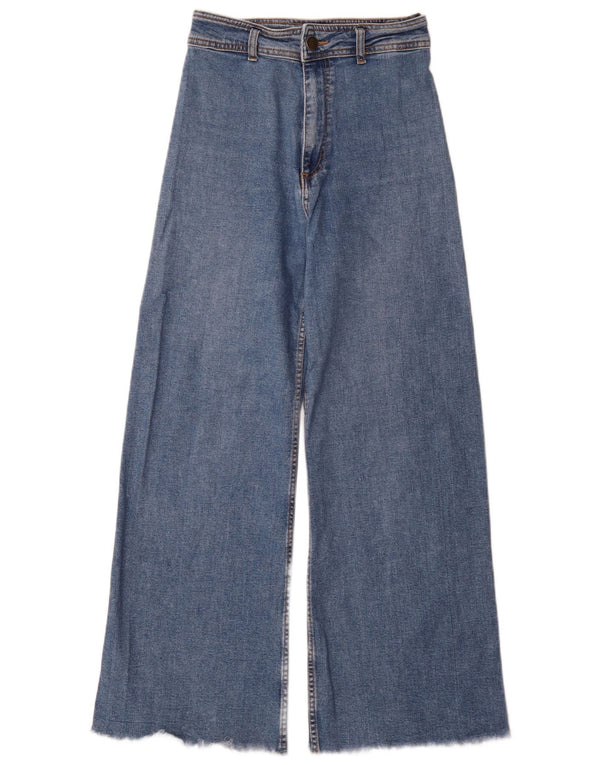Женские широкие джинсы с завышенной талией Zara EU 38, маленькие W28 L30, синие, хлопок