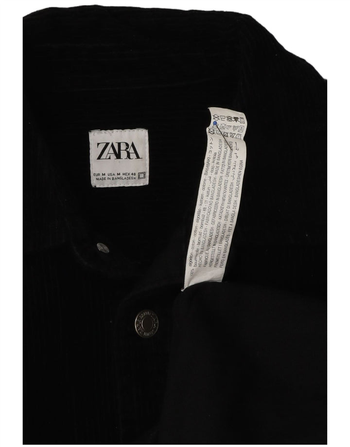 Мужская вельветовая рубашка Zara среднего размера, черный хлопок