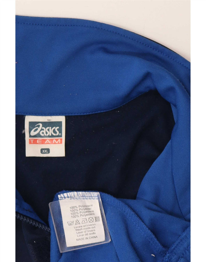 Мужской пуловер с рисунком на молнии Asics, спортивный костюм, топ 2XL, синий с цветными блоками