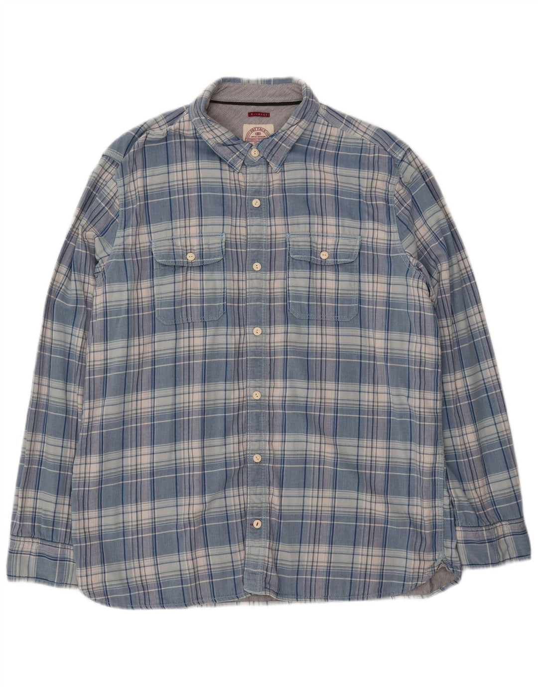 FAT FACE Mens Flannel Shirt XL Blue Check Cotton
