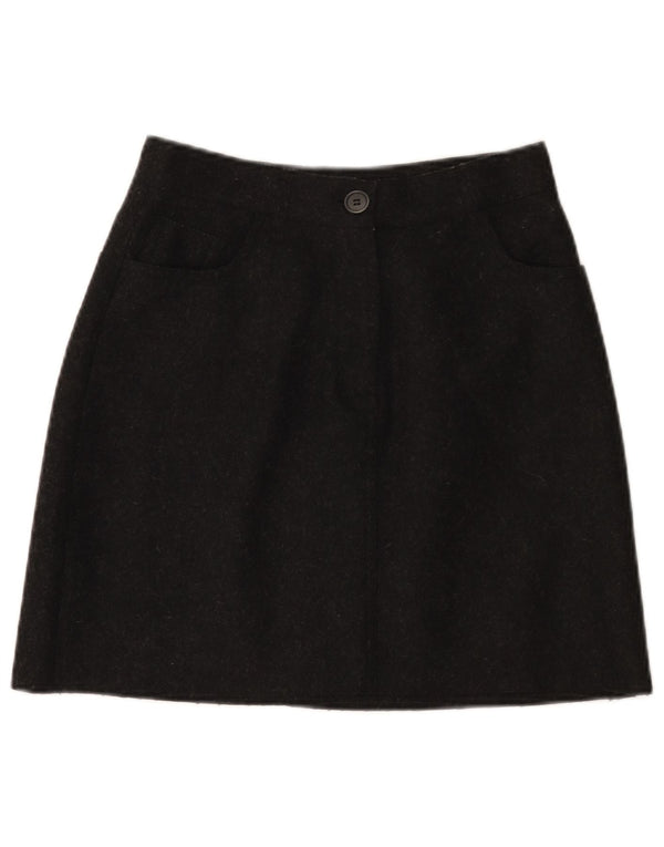 ВИНТАЖНАЯ женская юбка-трапеция IT 42 Medium W26 Черная шерсть