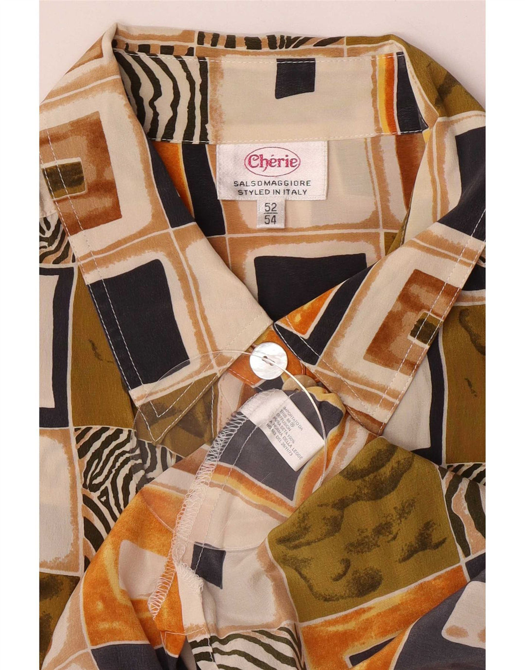 Женская рубашка с коротким рукавом Cherie IT 52/54 2XL Разноцветное лоскутное ретро
