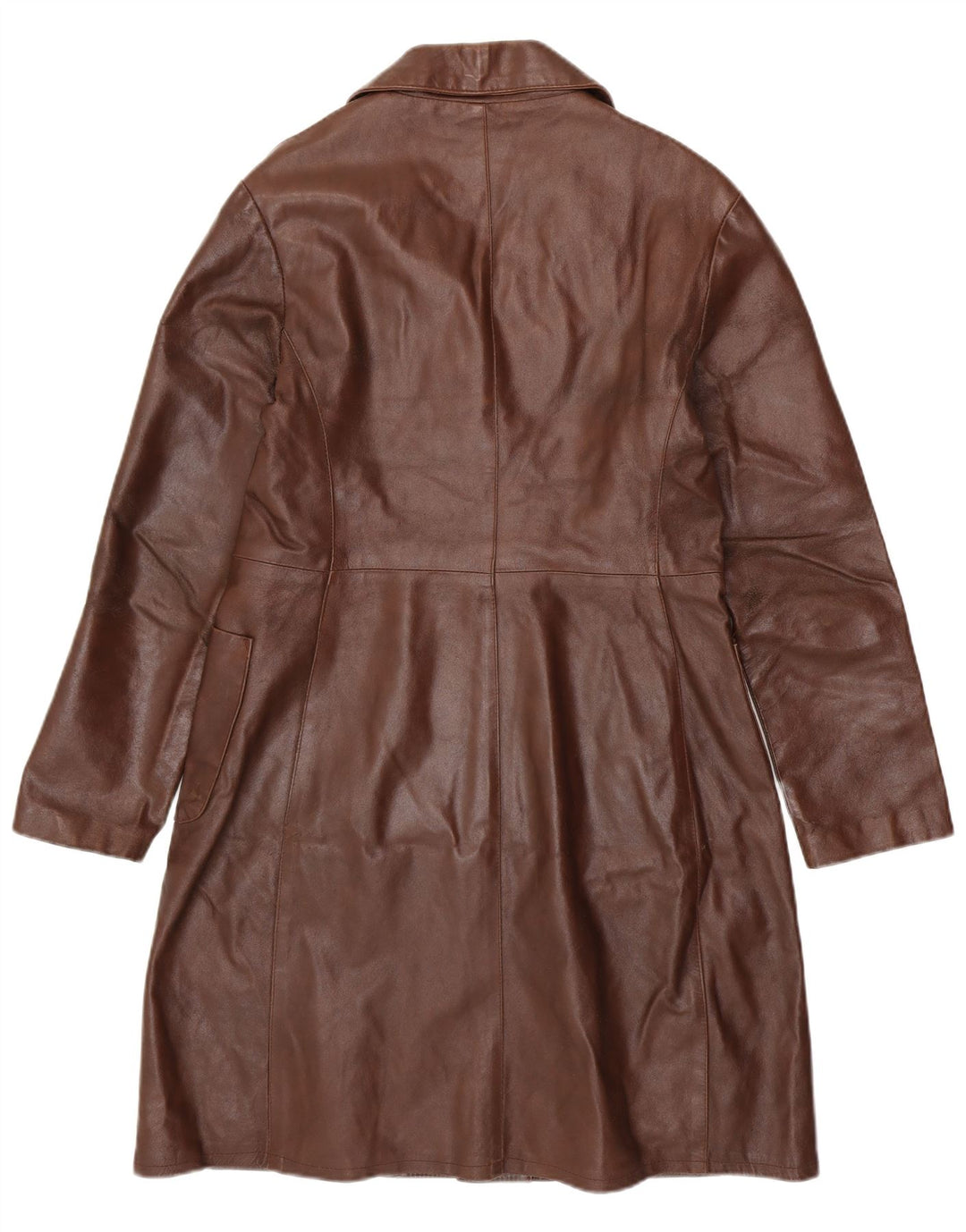 ВИНТАЖНОЕ женское кожаное пальто UK 18 XL Коричневое кожаное