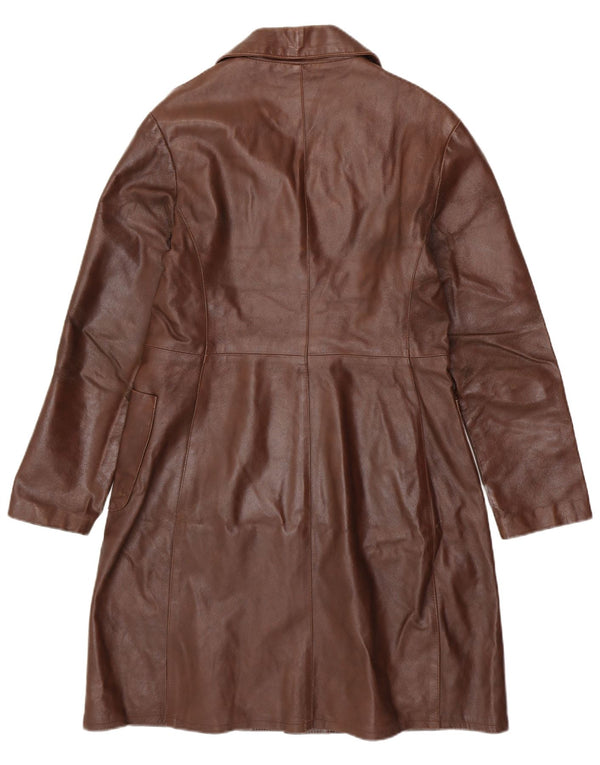 ВИНТАЖНОЕ женское кожаное пальто UK 18 XL Коричневое кожаное