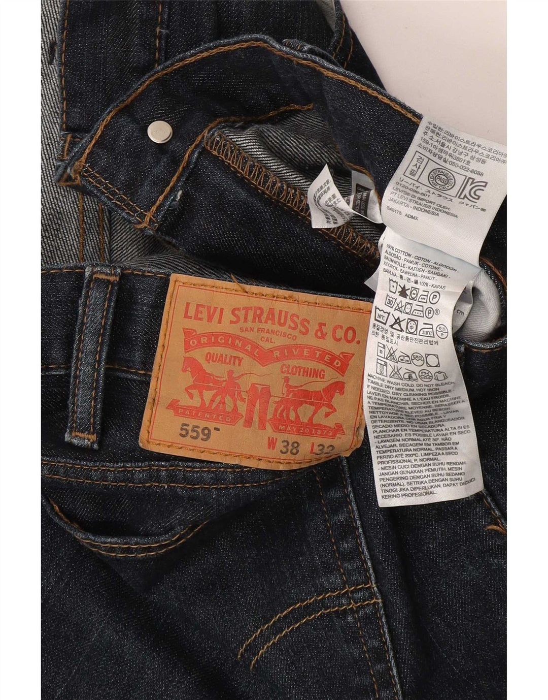 Мужские прямые джинсы Levi's 559 W38 L32 темно-синие, хлопок