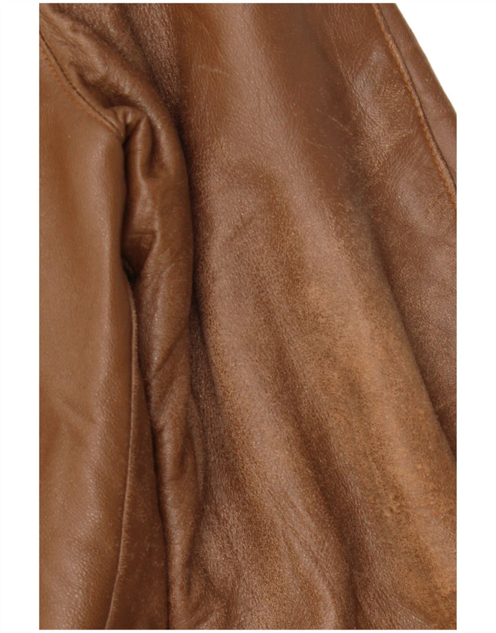 VINTAGE Женская кожаная куртка IT 48 XL Коричневая кожа