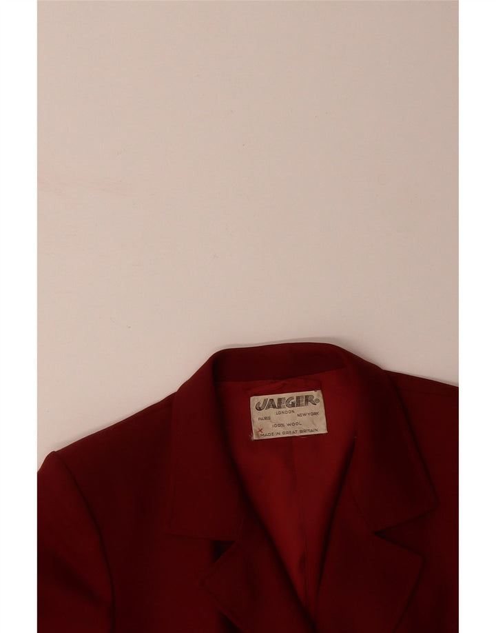 JAEGER Womens 3 Button Blazer Jacket UK 16 Large Burgundy Wool