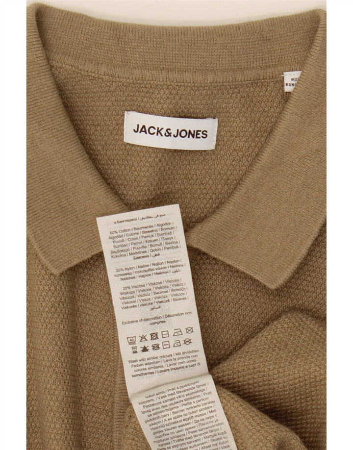 Мужская рубашка с коротким рукавом Jack & Jones среднего бежевого цвета, хлопок