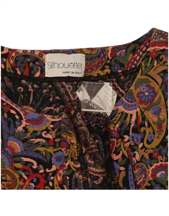 SILHOUETTE Womens Graphic T-Shirt Top UK 14 Medium Multicoloured Paisley