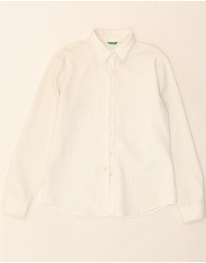 BENETTON Womens Shirt IT 44 Medium White Polyester Vintage Benetton and Second-Hand Benetton from Messina Hembry 