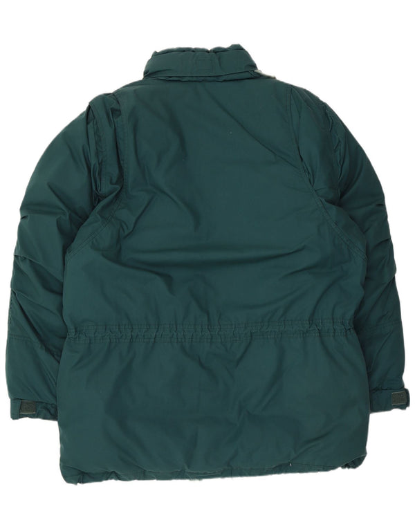 Vintage Mens Hooded Padded Ski Jacket IT 54 2XL Green Polyester