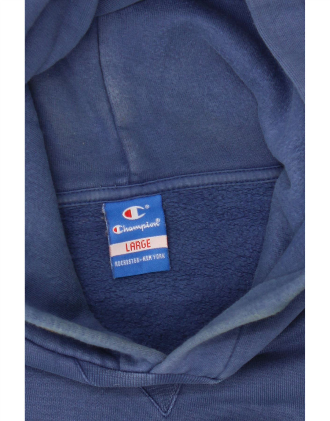 CHAMPION Mens Graphic Hoodie Jumper Large Navy Blue Vintage Champion and Second-Hand Champion from Messina Hembry 