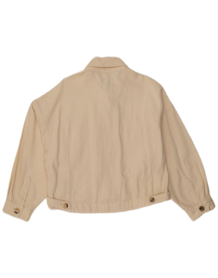 Женская укороченная джинсовая куртка оверсайз Zara UK 16, большой размер, белый хлопок