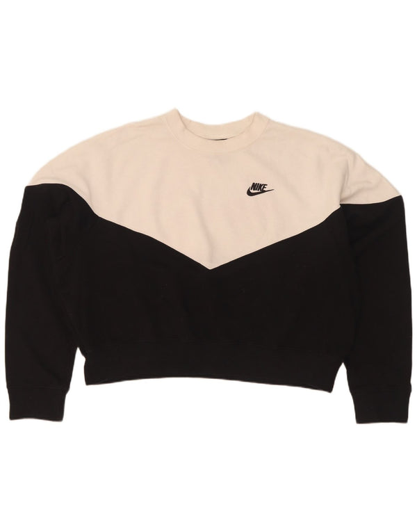 Женский укороченный свитшот оверсайз Nike UK 18 XL, черный с цветными блоками