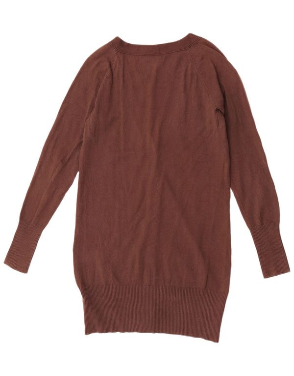 Женский кардиган Zara UK 12, хлопковый средний коричневый цвет