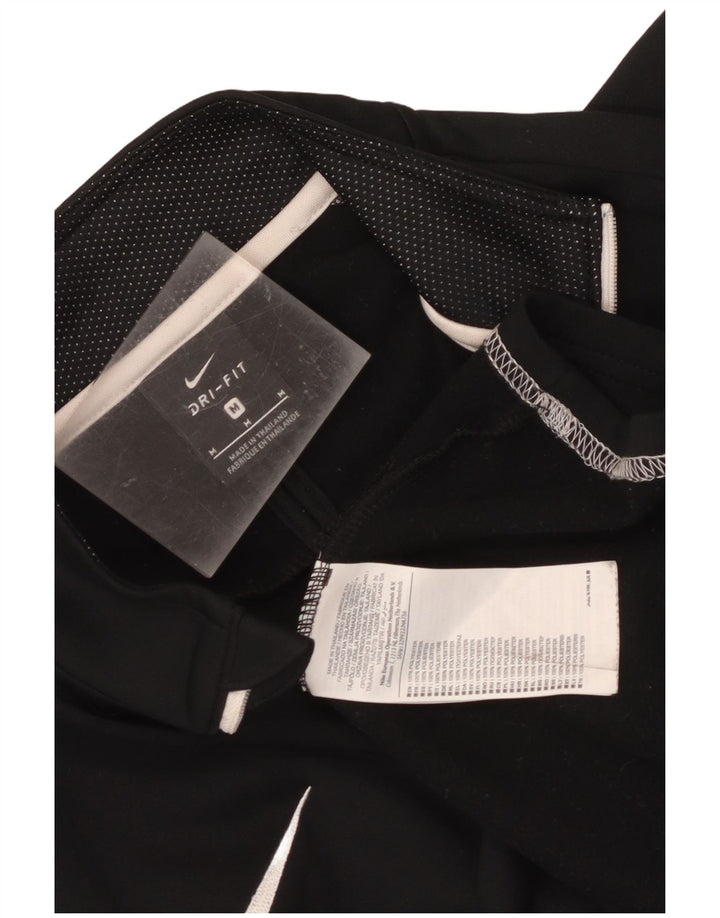 Мужской пуловер с воротником на молнии Nike Dri Fit, спортивный костюм среднего размера, черный с цветными блоками