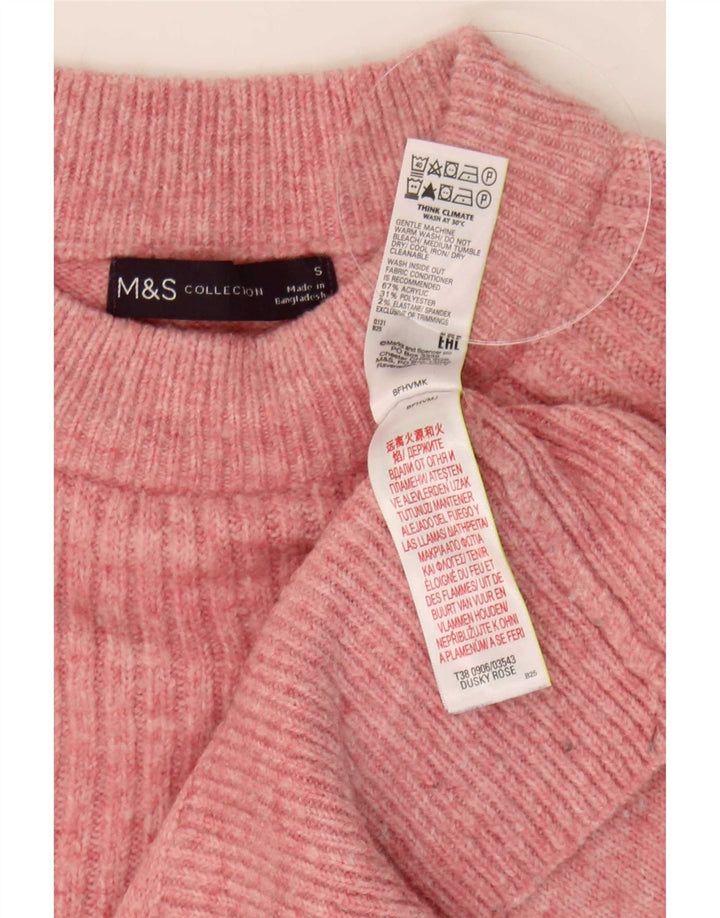 Женский свободный джемпер с круглым вырезом Marks & Spencer, Великобритания, 10, маленький розовый