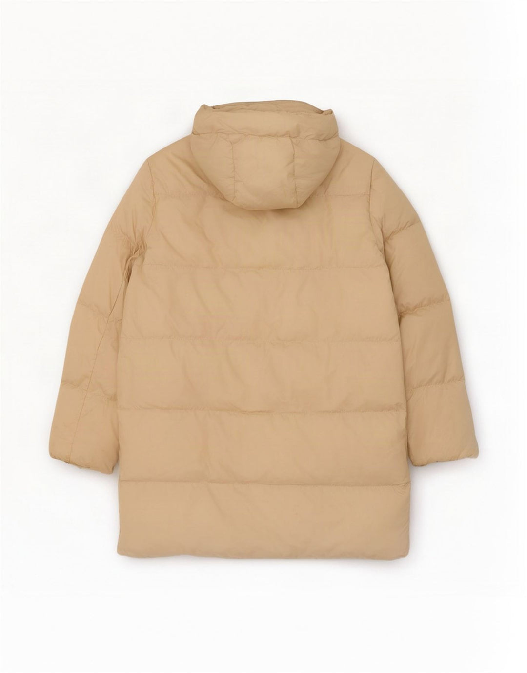 Zara Женское длинное стеганое пальто с капюшоном UK 6 XS Бежевый полиэстер