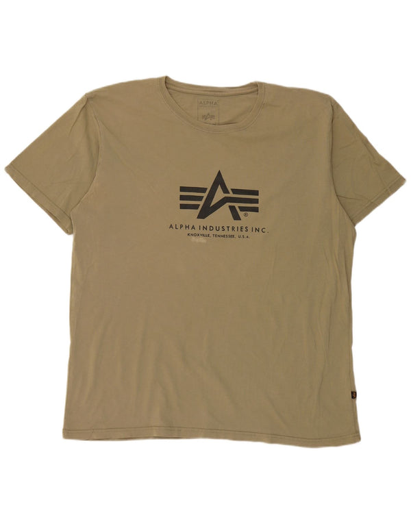 Мужская футболка с рисунком Alpha Industries, 4XL, хлопок цвета хаки