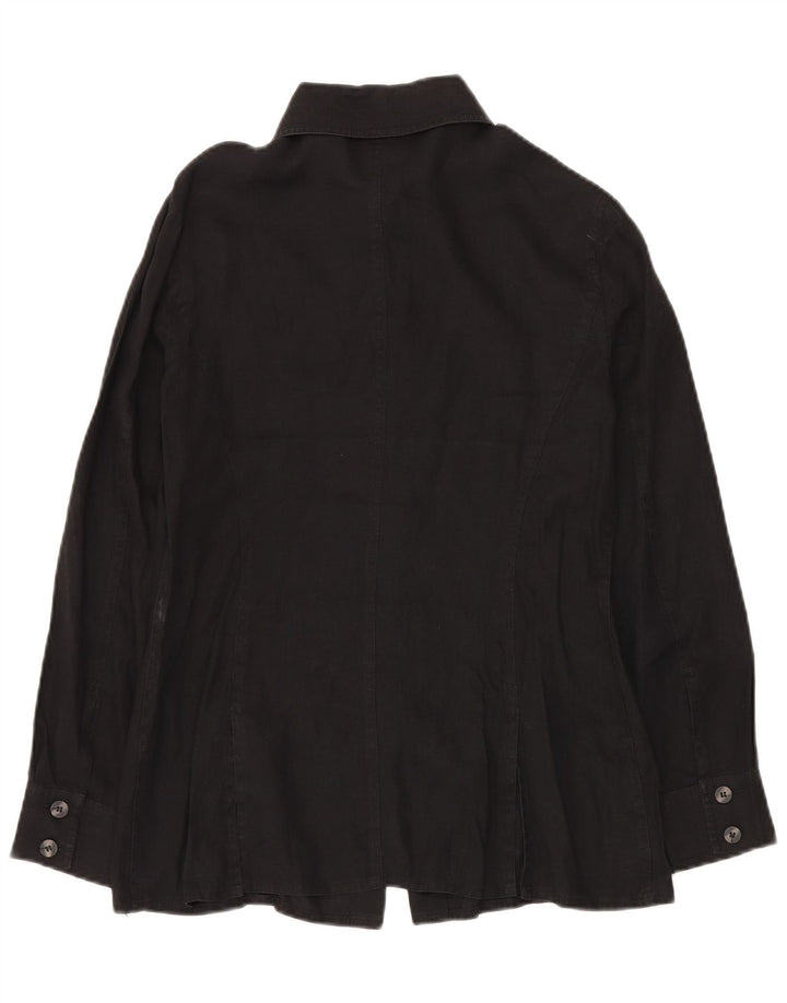 LUISA SPAGNOLI Womens Oversized Shirt Blouse UK 10 Small Black Flax