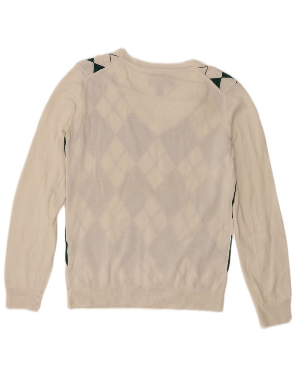 Женский джемпер с v-образным вырезом Tommy Hilfiger UK 6 XS Белый Argyle/Diamond