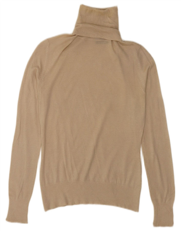 Женский джемпер с высоким воротником Massimo Dutti, Великобритания, 10, маленький, бежевый, шелковый