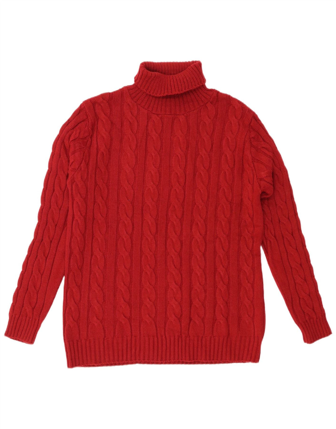 ВИНТАЖНЫЙ женский джемпер с высоким воротником, Великобритания, 14, большой красный акрил