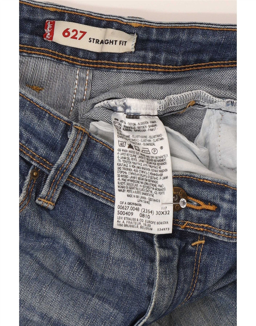 Мужские прямые джинсы Levi's 627 W30 L32 синие, хлопок