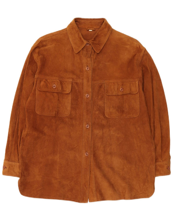 Vintage Womens Overshirt Suede Shirt IT 42 Medium Brown