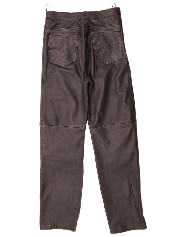 ВИНТАЖНЫЕ женские прямые брюки EU 40 Medium W28 L29 Черные кожаные