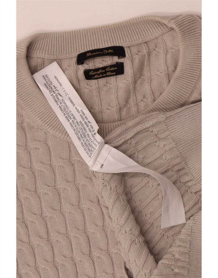 Мужской джемпер с круглым вырезом Massimo Dutti, хлопковый средний серый цвет