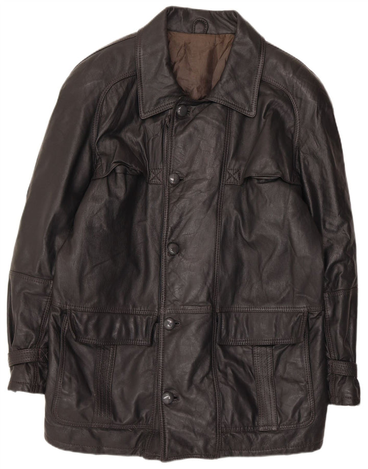 Винтажная мужская кожаная куртка IT 52 XL Серая