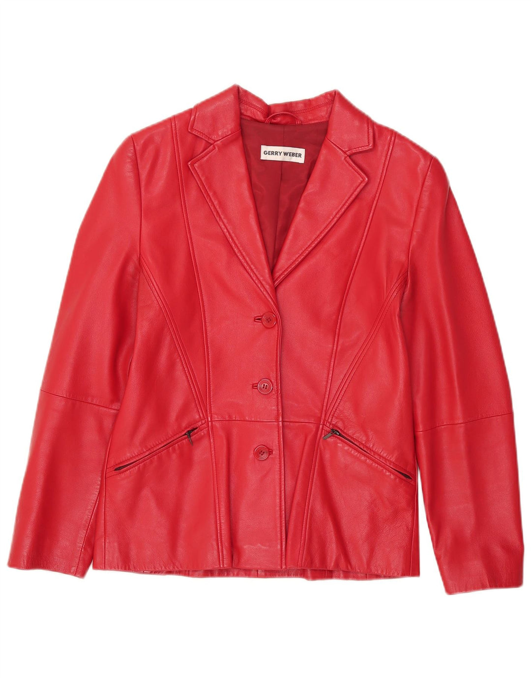 Женская кожаная куртка Gerry Weber UK 12 средний красный кожаный