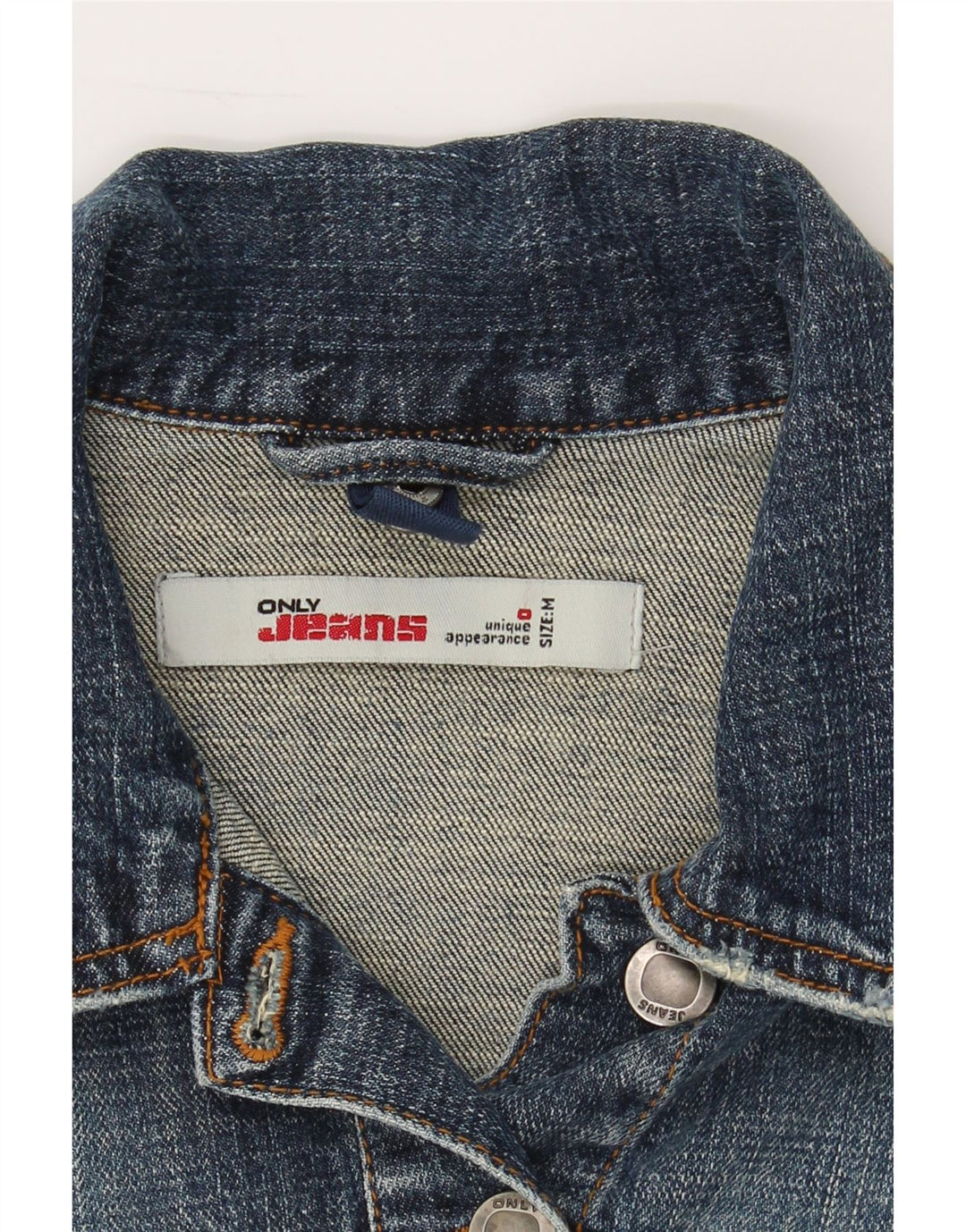 ONLY Womens Crop Denim Jacket UK 12 Medium Navy Blue Cotton Vintage Only and Second-Hand Only from Messina Hembry 