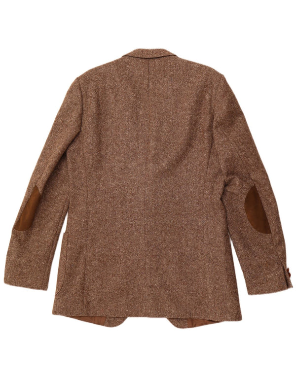 ВИНТАЖНЫЙ мужской пиджак на 2 пуговицах, Великобритания 38, средний коричневый в крапинку, новая шерсть