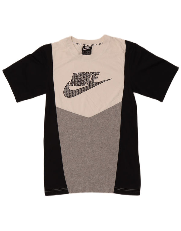 Мужская футболка с рисунком Nike Top XS, черная, хлопковая с цветными блоками