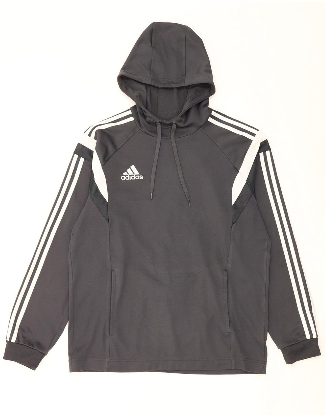 Мужской джемпер с капюшоном ADIDAS среднего серого цвета с цветными блоками