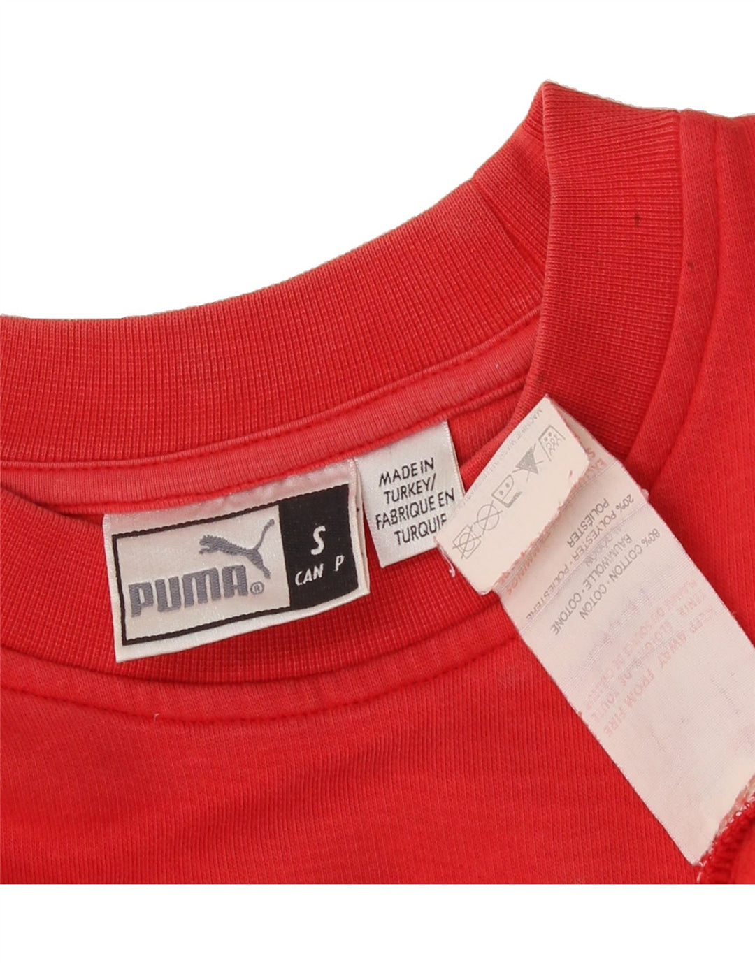 PUMA Mens Graphic Sweatshirt Jumper Small Red Cotton Vintage Puma and Second-Hand Puma from Messina Hembry 