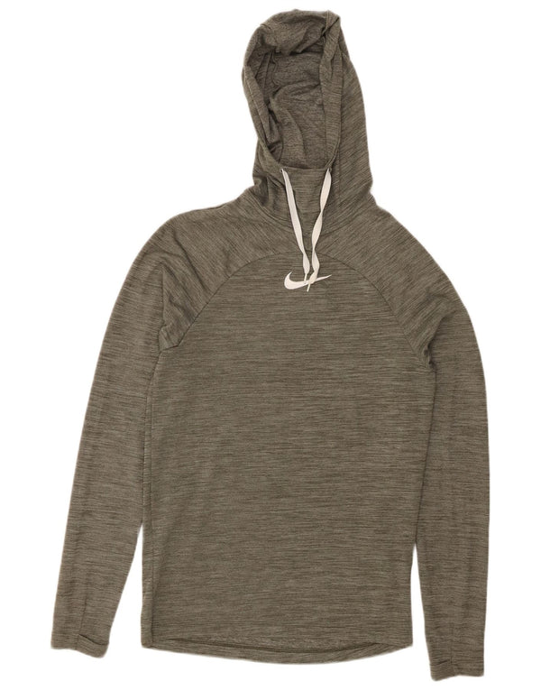 Женский джемпер с капюшоном NIKE Dri Fit UK 6 XS, полиэстер цвета хаки с крапинками